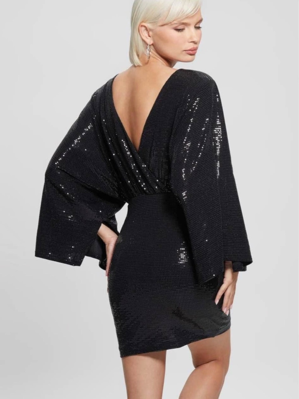 Guess Black Sequin Reversible Mini Dress